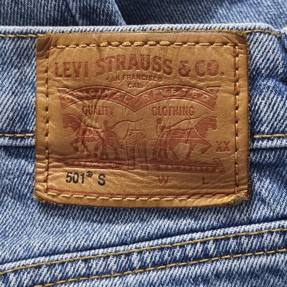 2/$50 Levi Strauss Distressed 501 Button Fly Skinny Jeans Size 25 - Picture 6 of 10